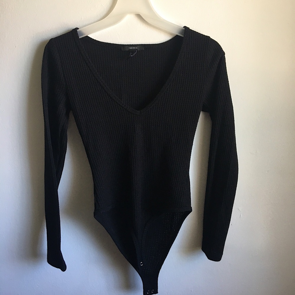 FOREVER 21 Black Long Sleeve Bodysuit